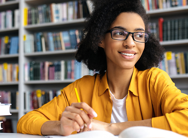 A student sitting at a desk